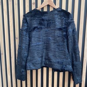 BDB David Bitton Black faux fur sequin jacket